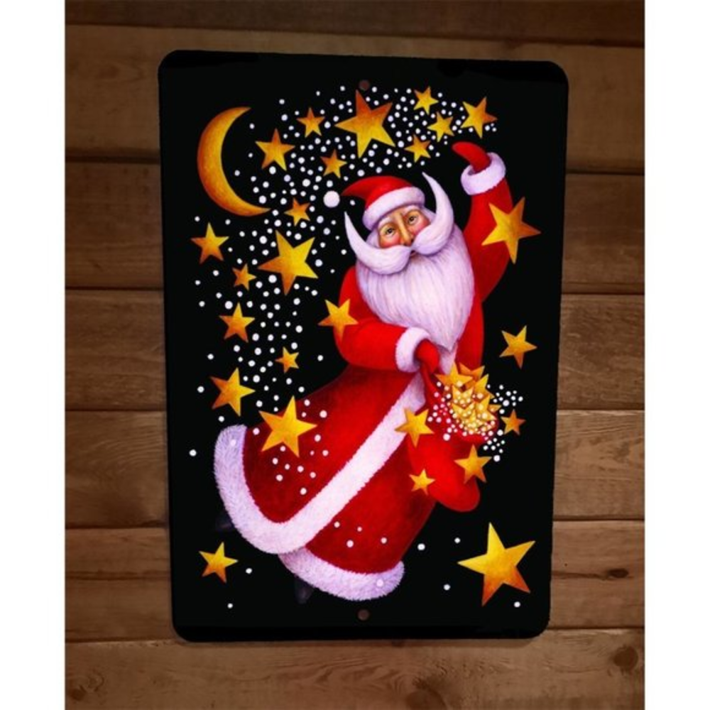 Merry Christmas Toland Celestial‎ Santa Clause Xmas 8x12 Metal Wall Sign Poster